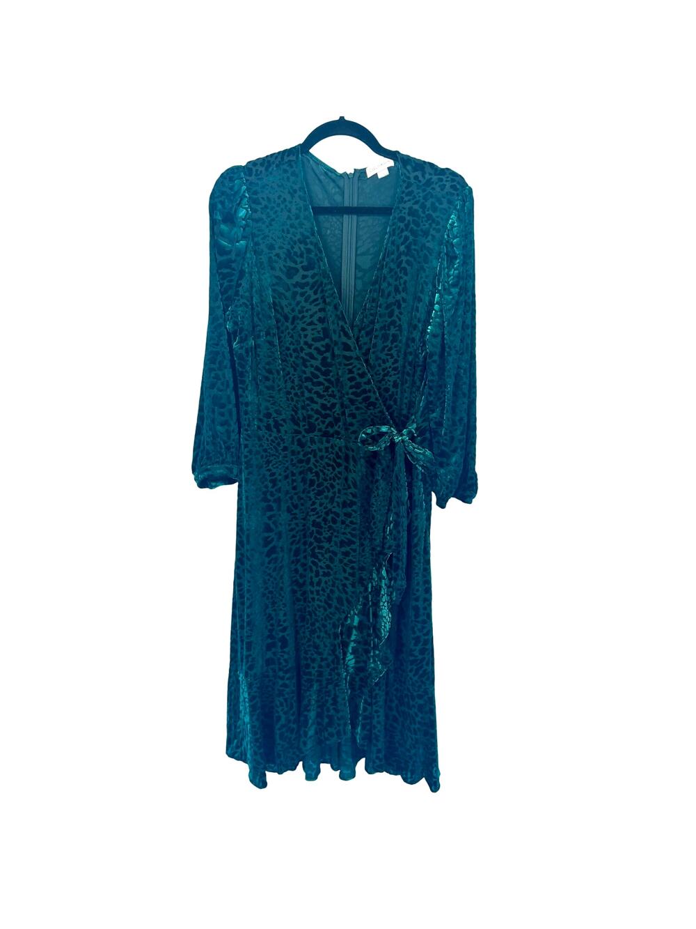 Calvin Klein Jade Green Velvet Wrap Dress - Size 16